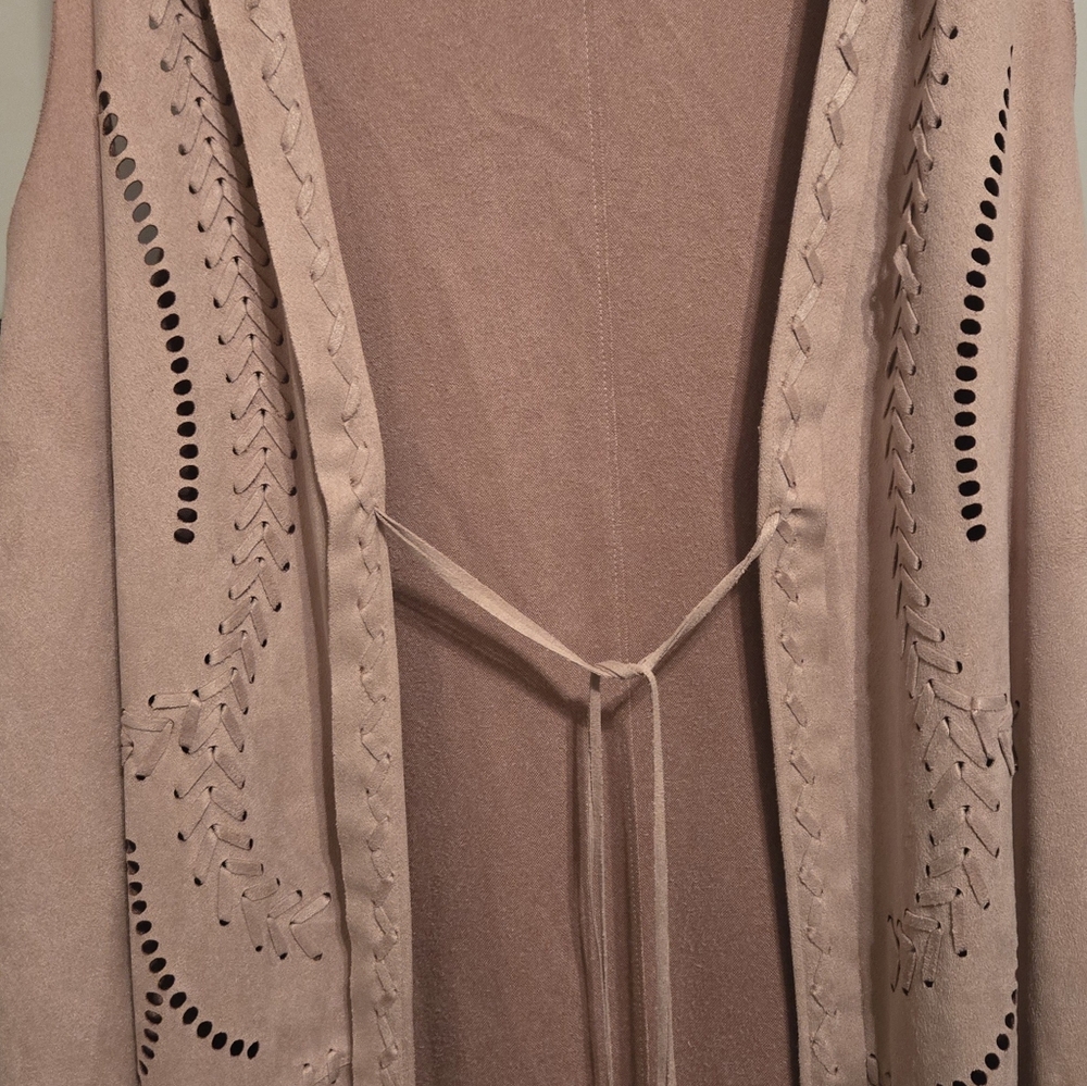 Jessica Simpson fringe vest. Texas Dusty Pink Size medium Gorgeous COUNTRY - Picture 7 of 11
